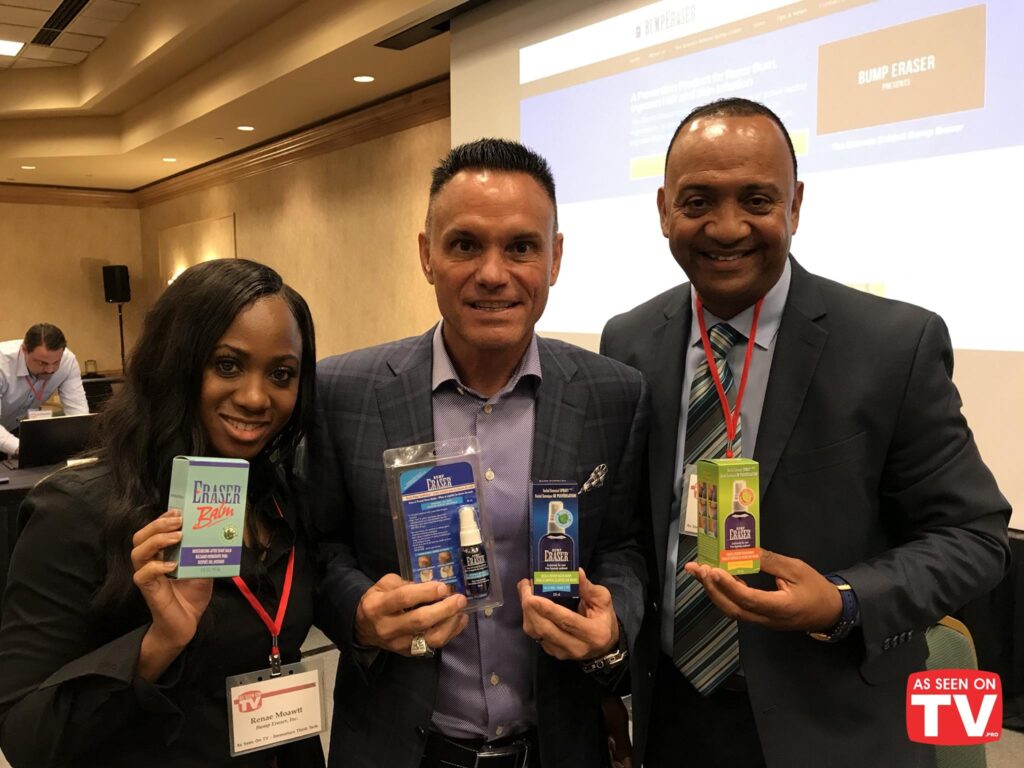 Kevin Harrington posing with Bump Eraser CEO, Floyd Spence and his Team
